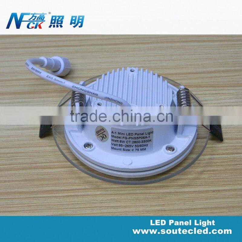 Top quality glass led light switch panel indoor led light panel price 6 watts panel lamp