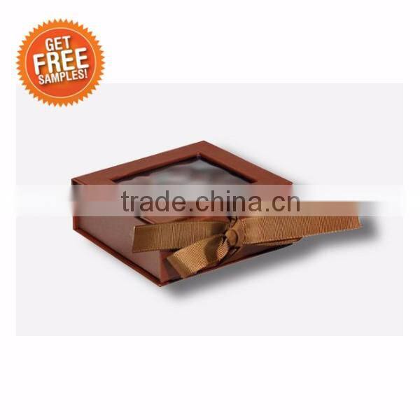 Flat foldable luxury paper packaging boxes with ribbon
