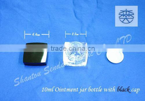 Unique Acrylic Cosmetic Bottle, 10ml Ointment Jar Bottle With Black Cap