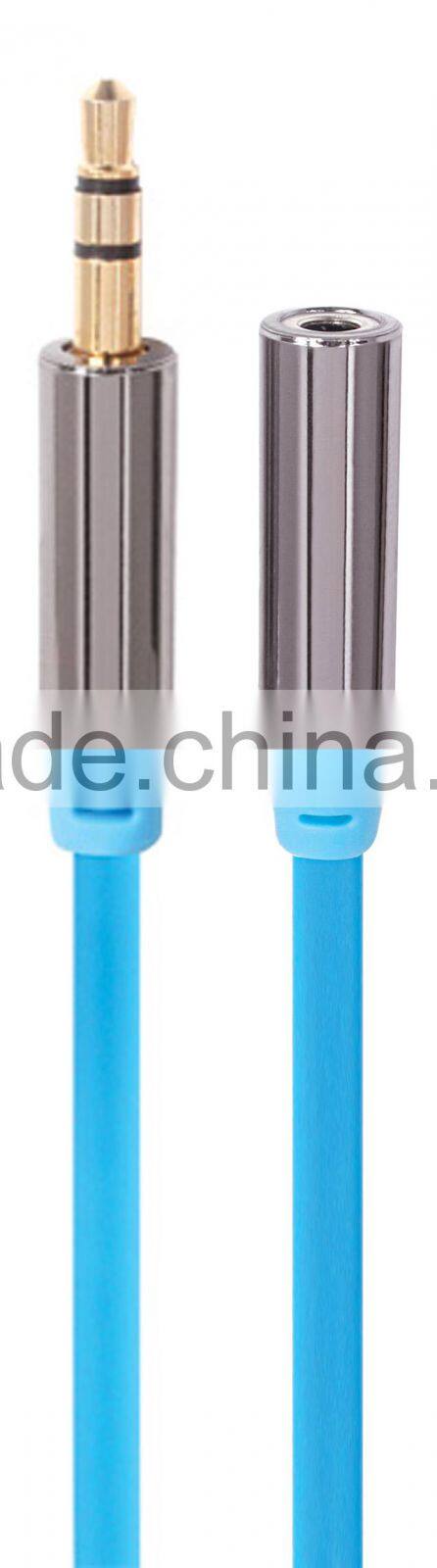Male to Female 3.5mm aux cable gold plated for earphone noodle aux cable