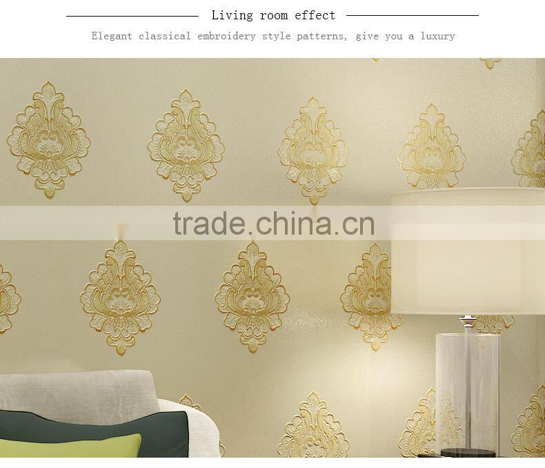 polyester non-woven embroidery wallpaper sale living room wallpaper decorative wallpaper