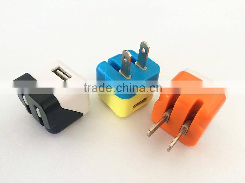 Factory supply jelly color mini USB home charger US folding plug high quality for Android smartphones