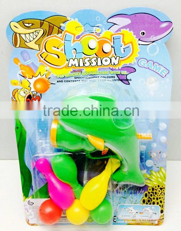 Shooting game solid color shark dolphin ping-pong gun with bowling ball sport toy