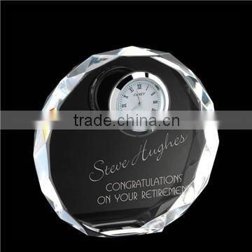 Round crystal office mini clock for table decoration