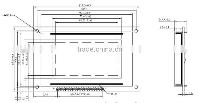 6 O'Clock Viewing Direction graphic Display Module 128X64 12864 LCD
