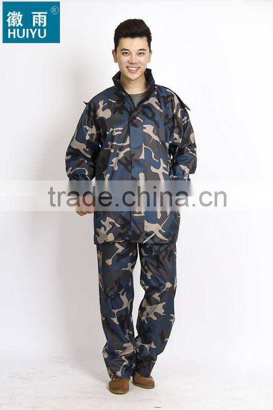 OEM factory 100% polyester or oxford raincoat army rain poncho military outdoor workplace bicycle motorcycle raincoat