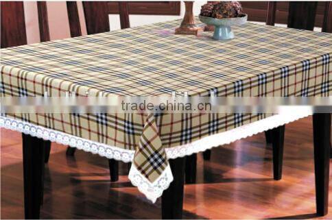 checks printed vinyl with flannel backing table cloth, wholesale price for lace edge table cloth