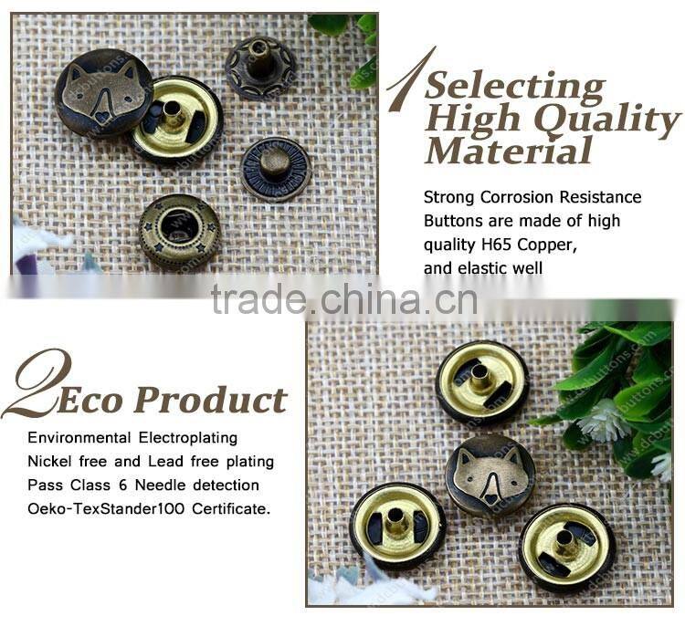 FOX Design Metal Button Snaps for Coat,Snap Fastener for Leather