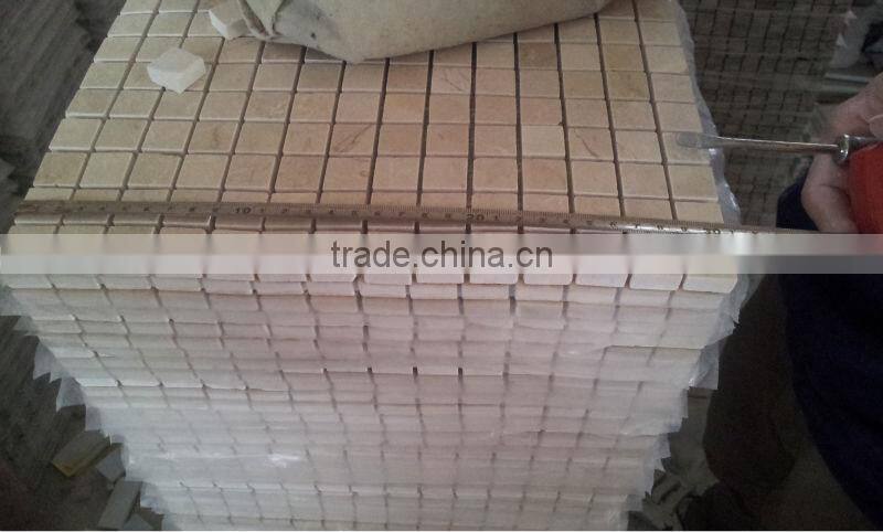 Crema marfil marble mosaic tiles on mesh