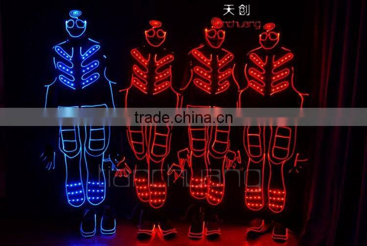 dmx tron dance costume, synchronous led tron costume