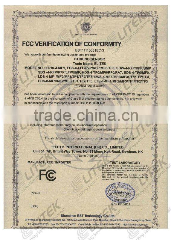 2013 Waterproof IP68 for truck reverse parking sensor