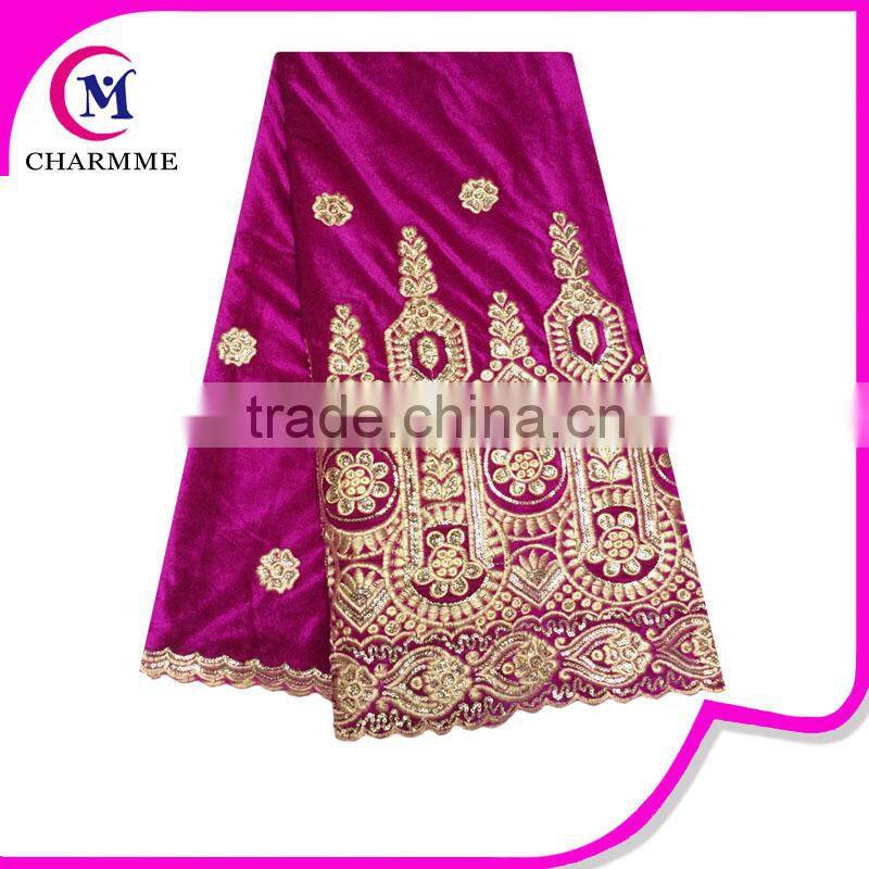 Fashion african fabric lace for big wedding/party CCL-8V032 velvet lace fabric for garments/dress