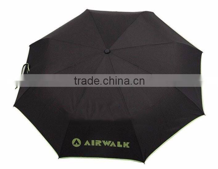 Chinese factory classic black folding travel umbrella with customize print