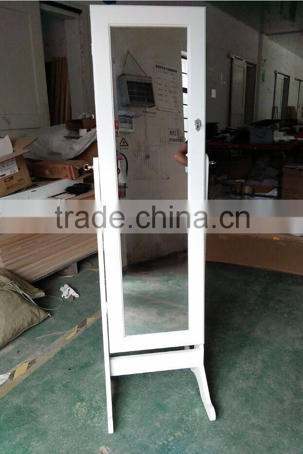 Where To Buy White Mirrored Jewelry Cabinet Mirror Organizer Armoire Storage Box Ring W/Stand