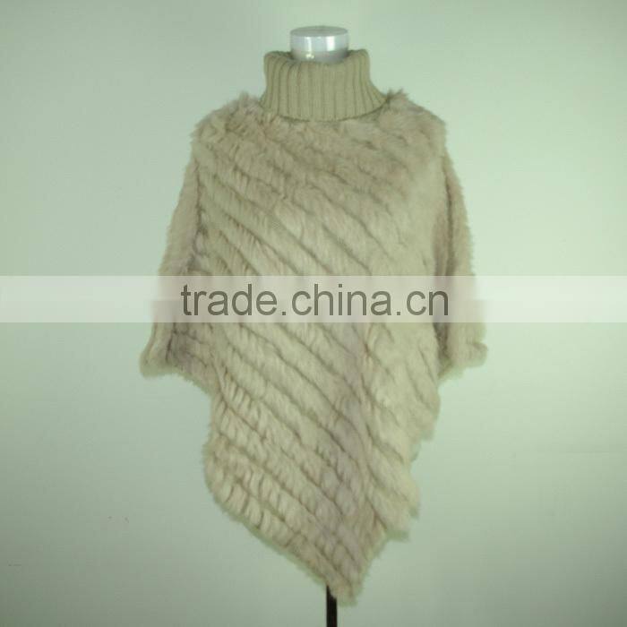 Rabbit fur cape knitted triangle fur cape,KZ14087