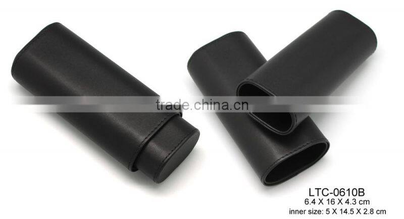 Wholesale Black genuine leather eyeglasses case for glasses