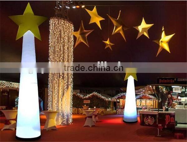 Inflatable Christmas cone with star / led lighting inflatable star cone for night decoration