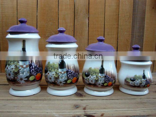 Wholesale Elegant Green Ceramic Food Storage Bottle