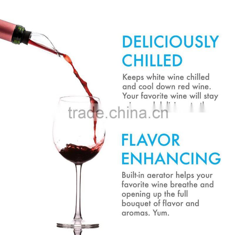 Wine Chiller Cooler Stick 3-in-1 Stainless Steel Wine Bottle Pourer Cooler Stick with Pourer Spout