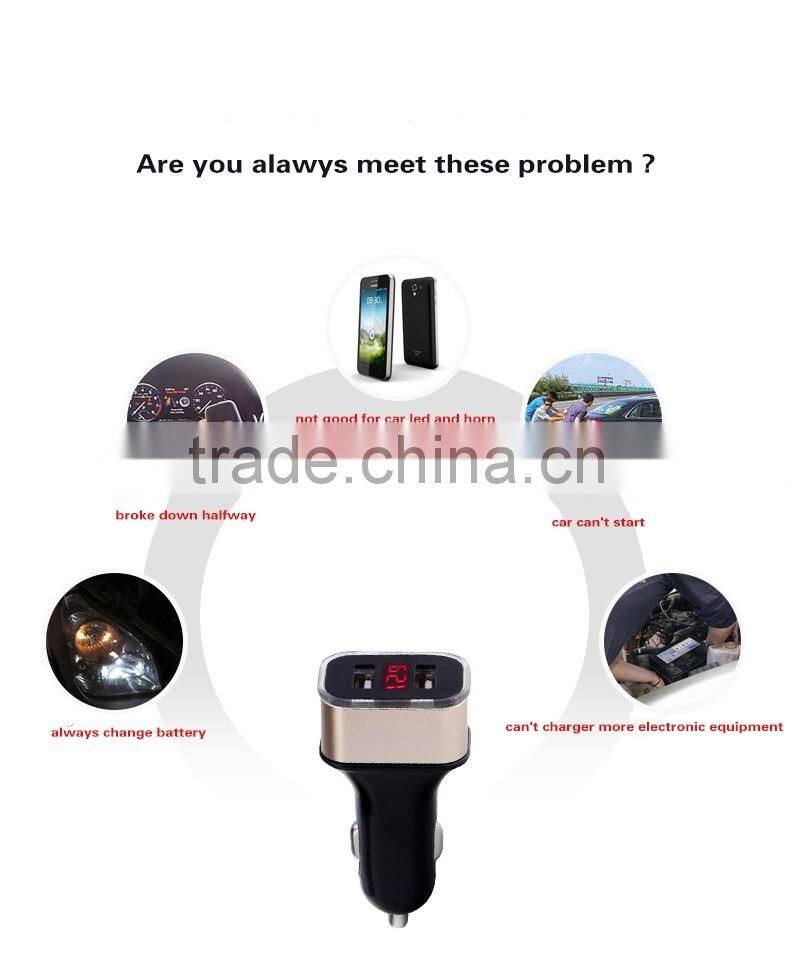 Trade Assurance 5V 3.1A jump start 2usb car charger for tablet,mobile phone
