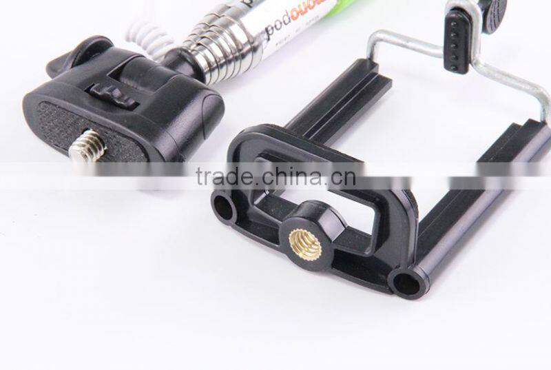 2015 hot portable in pocket walking stick selfie stick with wired cheap price