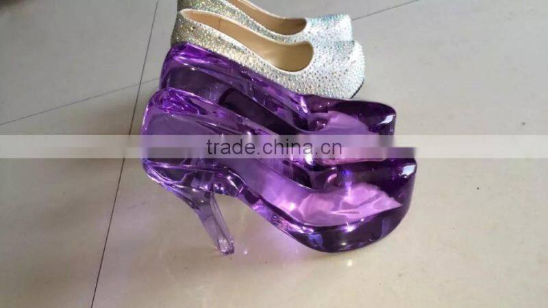Exquisite Blue Women High Heel Shoes Crystal for wedding centerpiece decorationR-3018