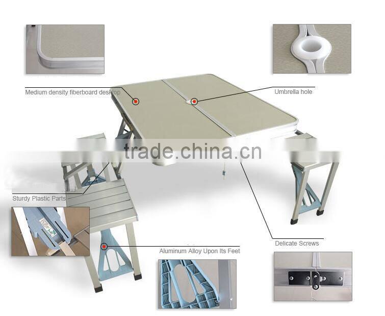 Wholesale Aluminum Outdoor Dinner Portable Camping Folding Table with 4 Chairs
