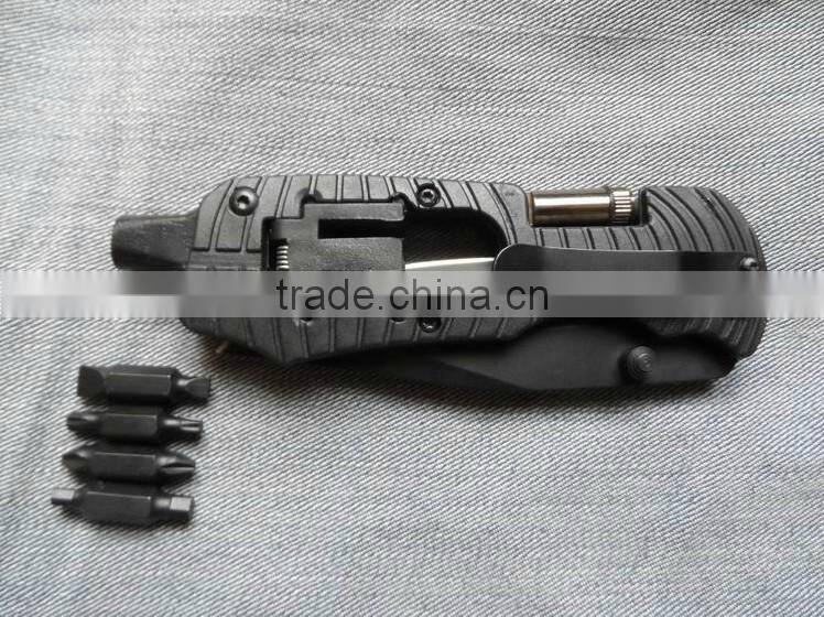 OEM blue outdoor multi knife with LED flashlight