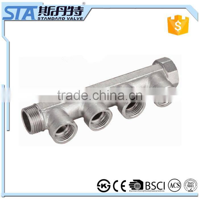 ART.5020 Brass forging floor heating manifold impoter in China and thread material and high pressure and CE cetificate for water