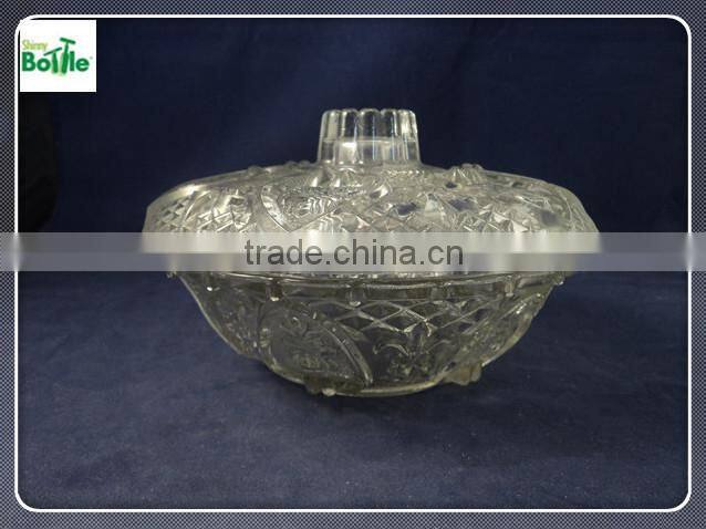 crystal cheap glass salad bowl with glass lid