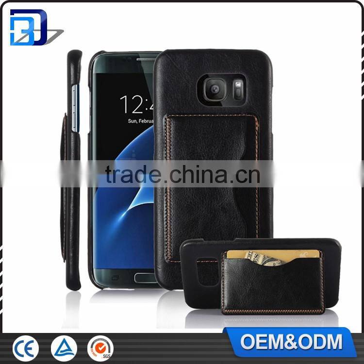 Hot ! Crazy Horse Pattern Leather Skin With Card Holder Stand Back Cover For Samsung Galaxy S7 Edge G935 Case phone accessories