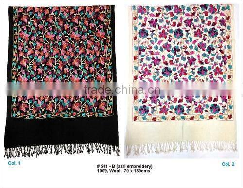 Wool Shawls501 B, Aari Embroidery