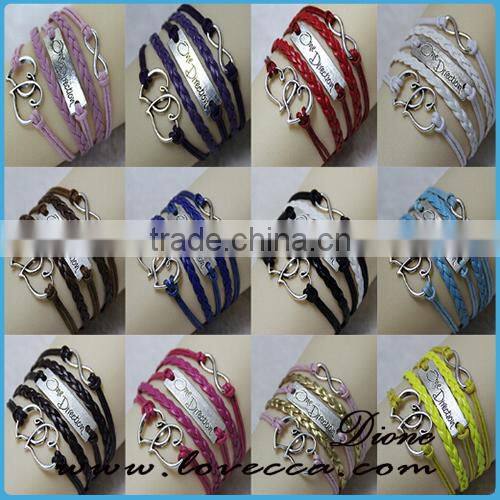 New jewelry fashion leather bracelet infinity love braid bracelet