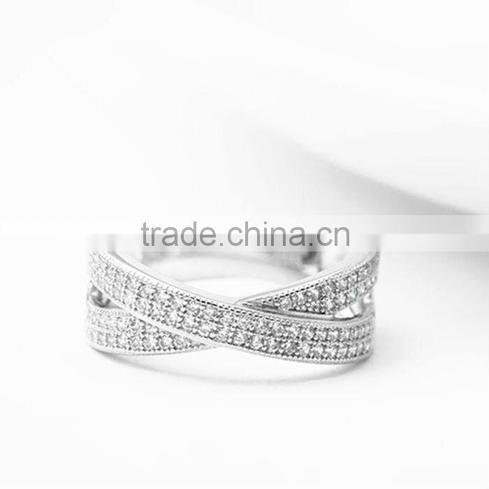 Micro pave setting ring cubic zircon 925 silver jewelry wholesale