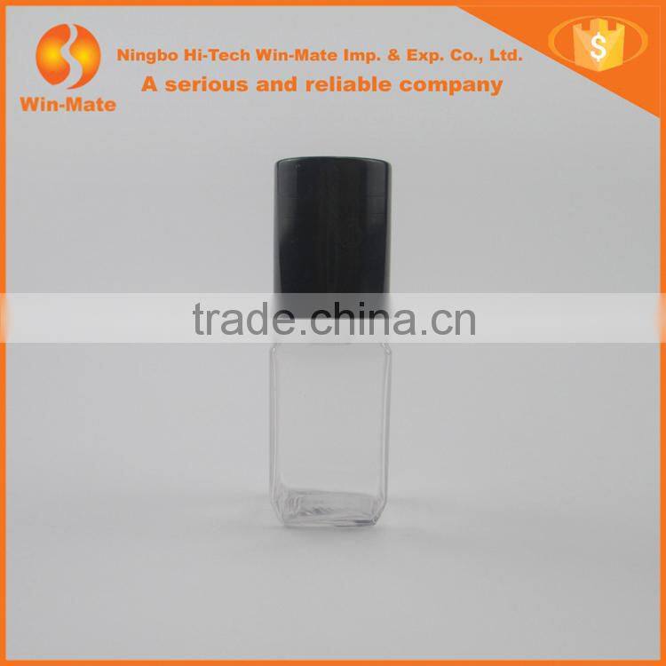 Square Small Plastic Container With Black Cap Cosmetic Empty Nail Polish Case