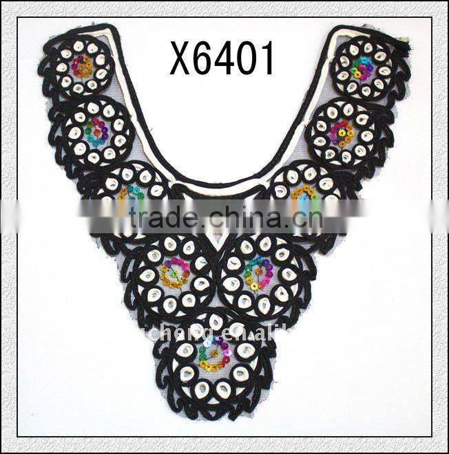 X6401/Latest Sequins Mesh Lace Collar Appliques for Garment