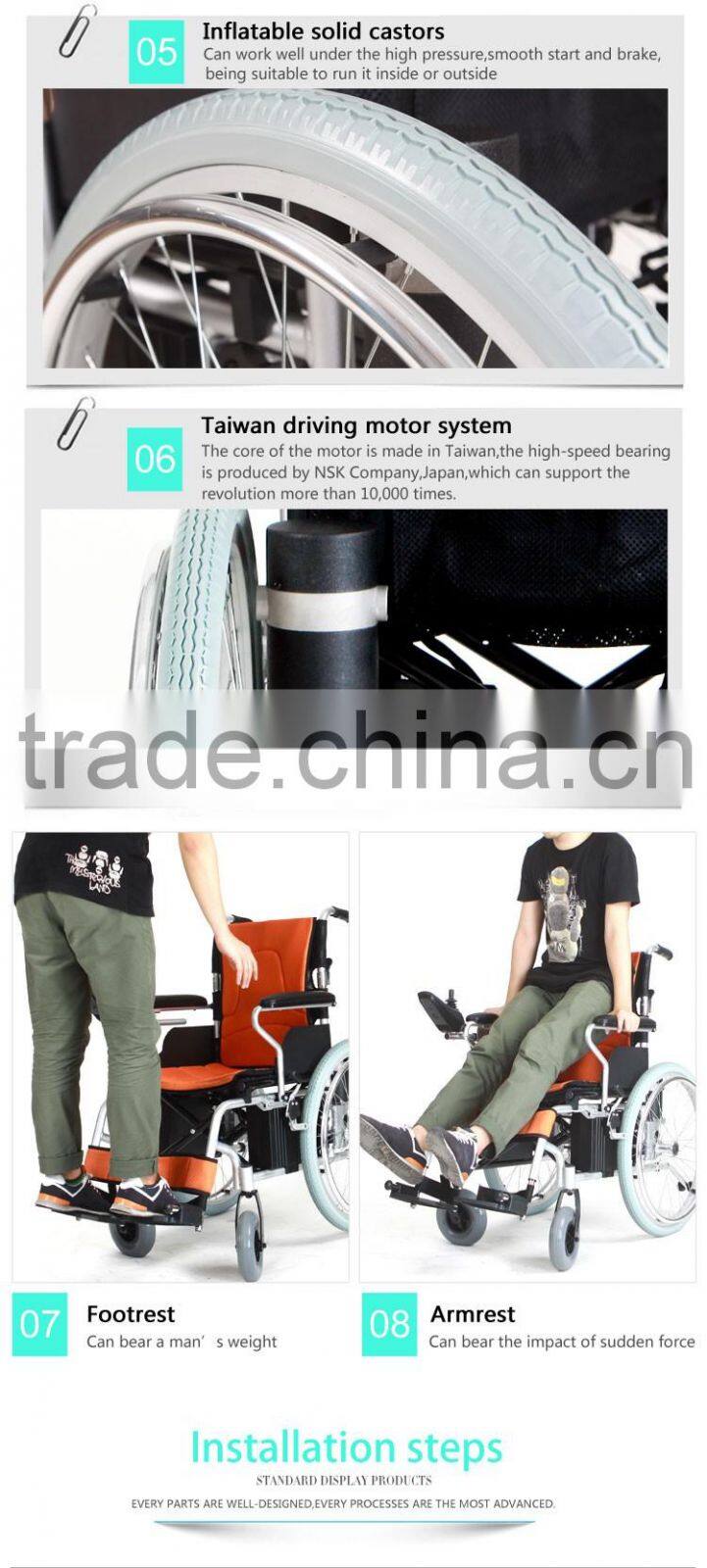 Topmedi TM-EW-015 Hot Sale Aluminum Handicapped Electric Power Wheelchair