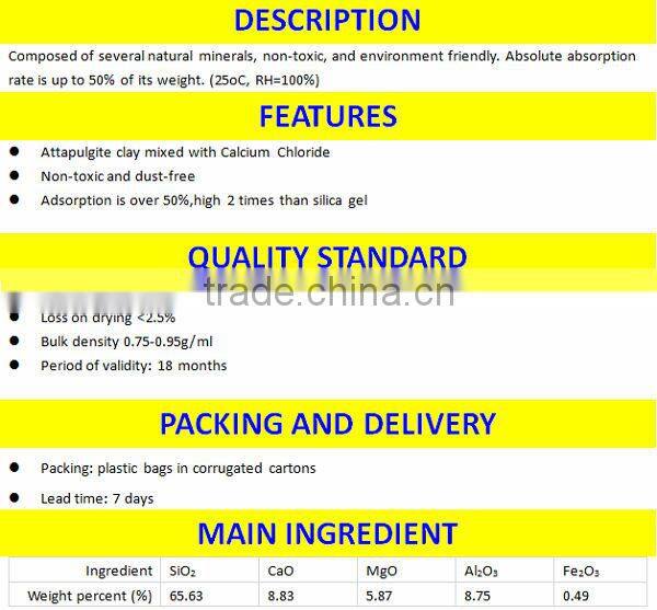 High Misture-proof natural Montmorillonite clay natural absorber