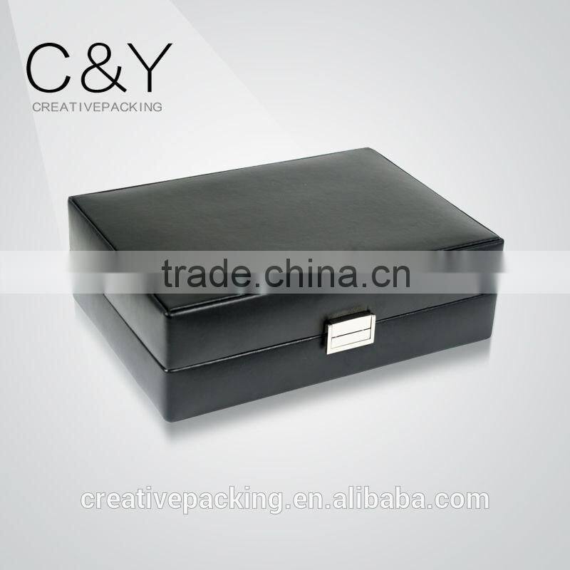 Briefcase style antique black leather gift box