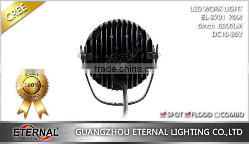 70W round led work light construction equipment heavy duty mining truck trailer led work lamp