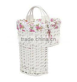 Wicker stair storage basket for magazines and newspaper