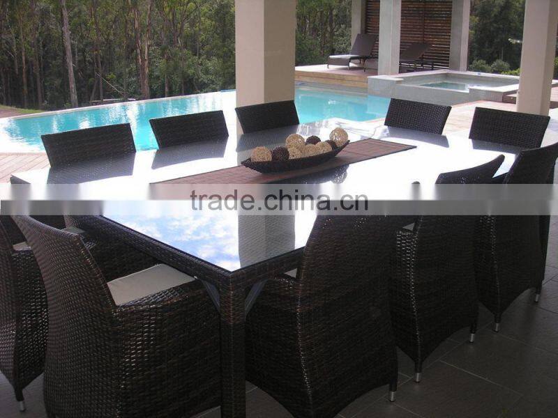 2017 Sigma all weather trade assurance cheap pe rattan metal base and glass top dining table