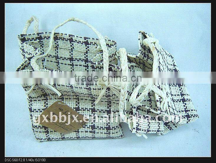 Grey cotton&paper rope rectangle small women bags brand name
