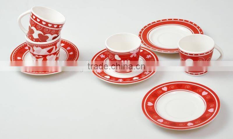 Cylindrical shape porcelain cup and saucer