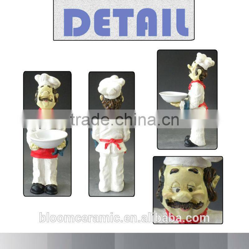 Resin statue fat chef serving bowl
