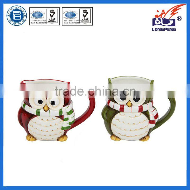 Novelty Owl Bird Ceramic Mugs Cups Red Green Tea Coffee Gift NEW,Figural Owl Mugs, Animal Coffee Tea Mugs Gift for Friend