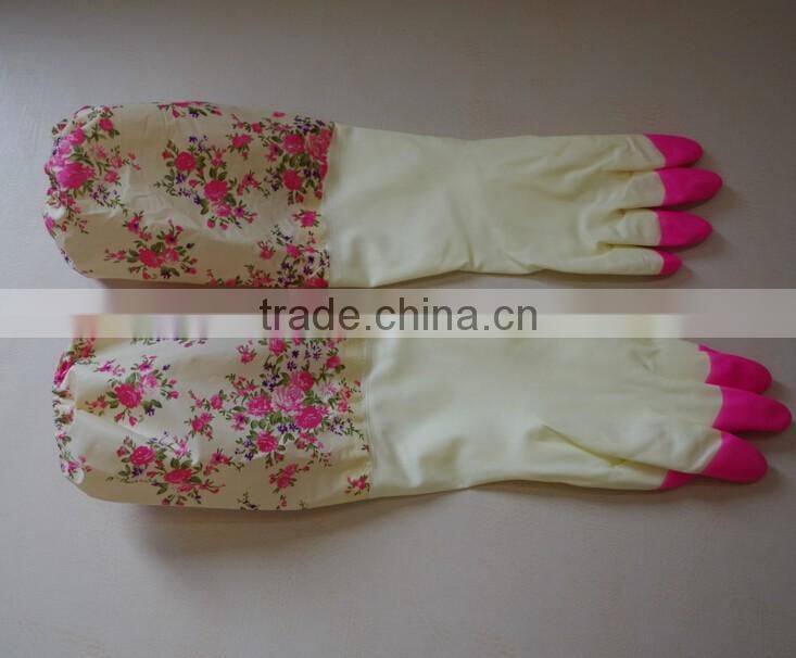 winter household PVC cleaning gloves/warm cleaning gloves with cuff for washing the dishes and clothes