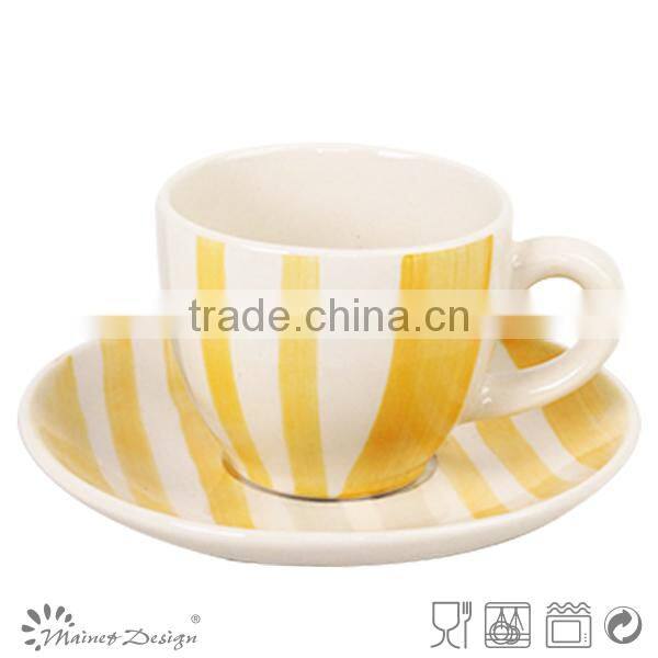 hand painting stripe Cup Saucer Cheap high quality mordern design