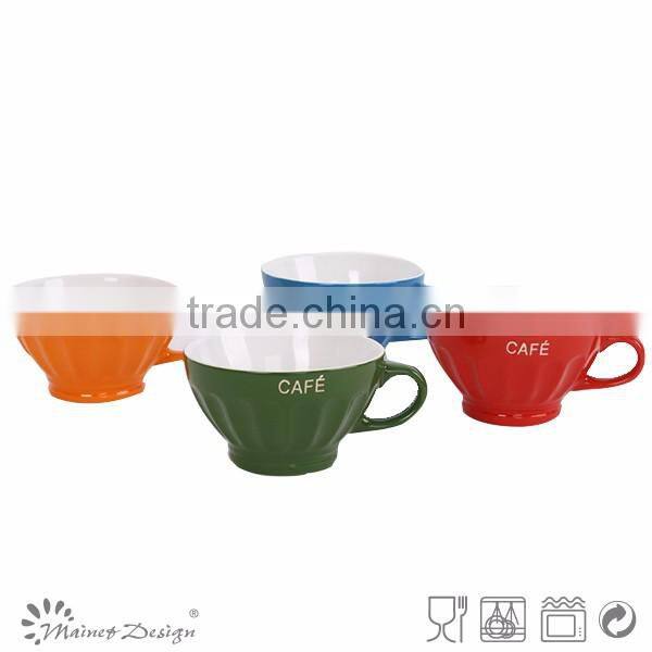 Fast shipment low MOQ 2015 ceramic breakfast soup bowl with saucer,ceramic soup mug with saucer, ceramic big cup and saucer