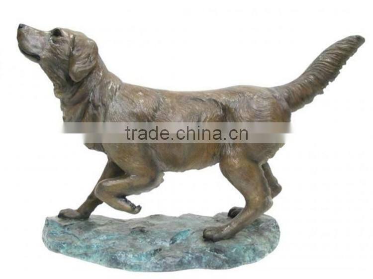 High quality lif size animal dog sculpture golden retriever bronze statues